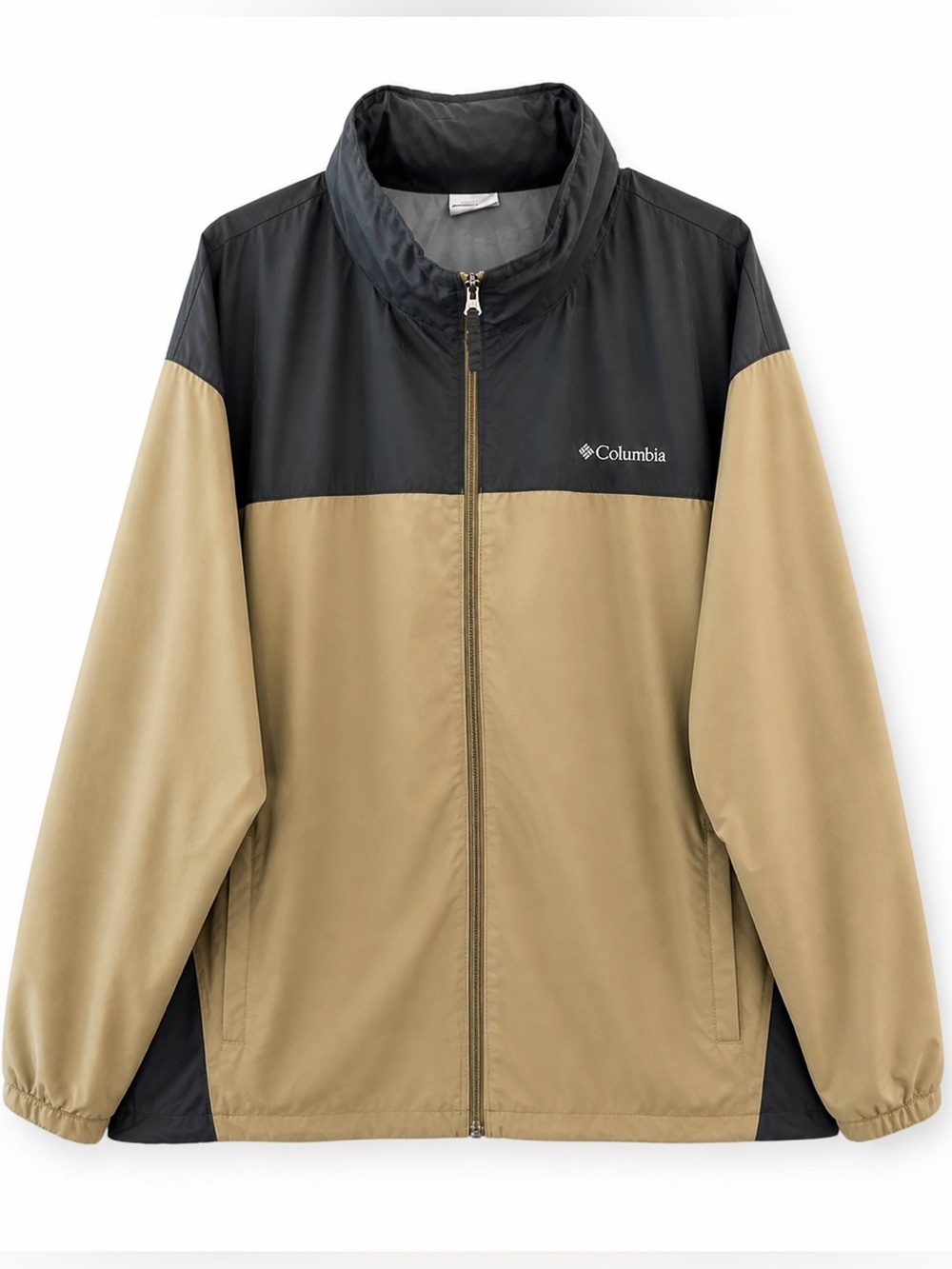 Columbia Windbreaker Jacket 5X Lightweight Full Zip Tan Gray Big Tall